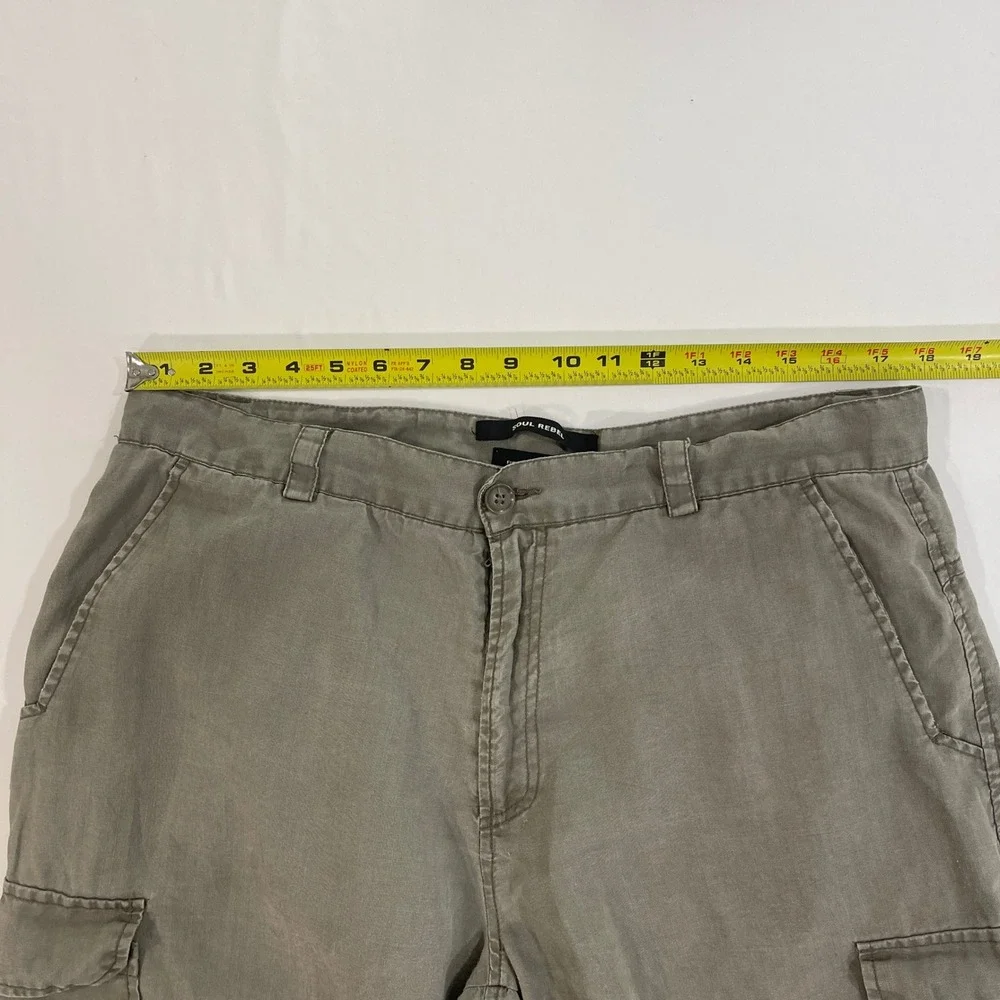 Soul Rebel‎ European Style Cargo Shorts Mens XL Olive Green Multi Pocket